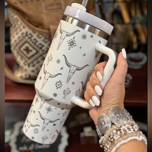 New 3 Pack Western Southwest Longhorn Skull Cactus Tumbler Water Bottle